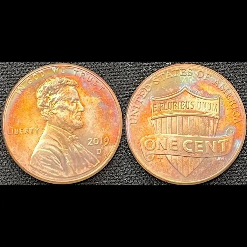 2019-D Lincoln Penny One Cent Rainbow Toned Handmade Art Coin #20